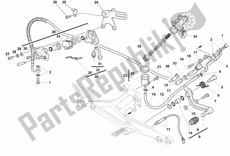 All parts for the Rear Brake System of the Ducati Monster 900 City 1999